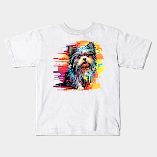 Yorkshire Terrier Dog Pet World Animal Lover Furry Friend Abstract Kids T-Shirt